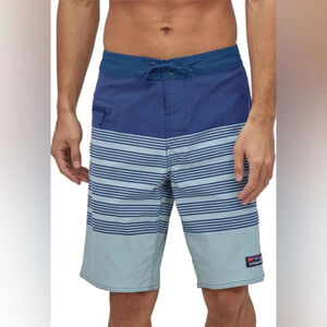 Patagonia Stretch Wavefarer Boardshort Stripe Row Band Big Sky Blue Size 36
